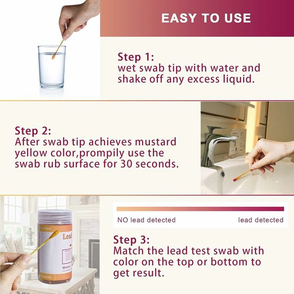 Lead Paint Test Kit with 60 pcs Test Swabs, Instant Lead Test Kit for All Painted Surfaces, Results in 30 Seconds