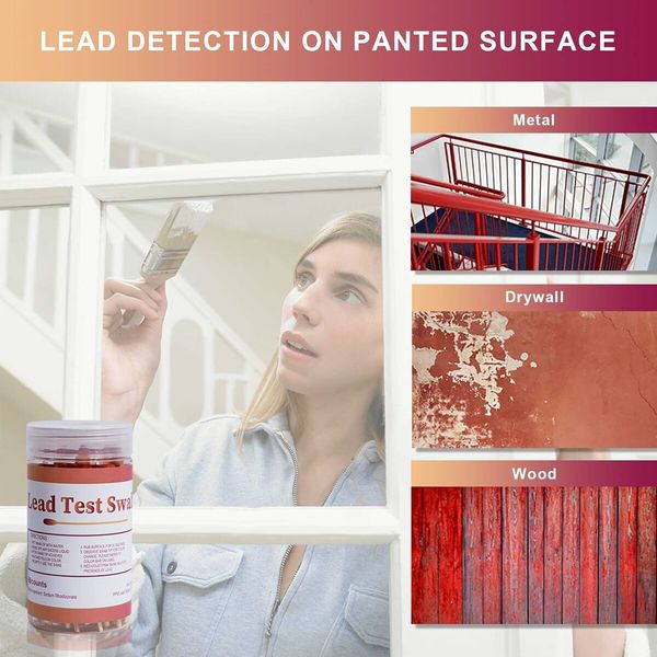 Lead Paint Test Kit with 60 pcs Test Swabs, Instant Lead Test Kit for All Painted Surfaces, Results in 30 Seconds