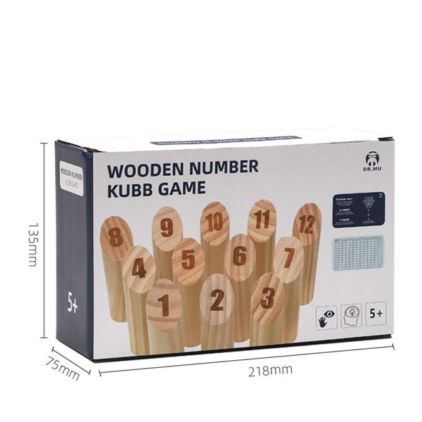 Wood Tossing Game with Scoreboard Teen Kids Gift Scatter Party Numbered Fun Outdoor Game for All Ages