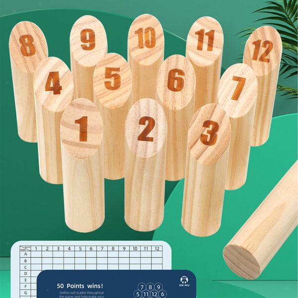 Wood Tossing Game with Scoreboard Teen Kids Gift Scatter Party Numbered Fun Outdoor Game for All Ages