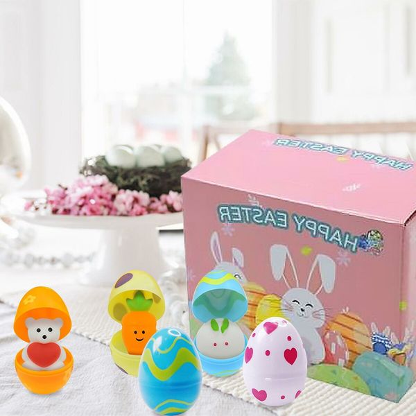 12pcs Easter Egg Fillers Toy Non-toxic Multicolor Safe Material Abs Kawaii Design Printed Opening Eggshell