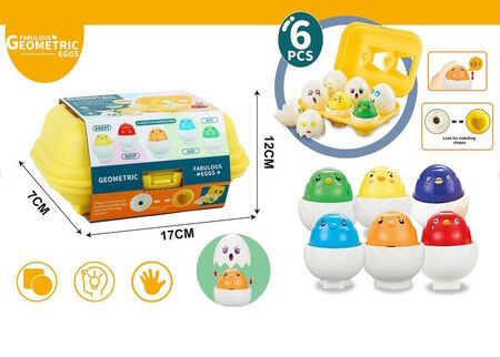 6p Eggs Set With Matching Easter Egg Set Without Electricity, Color And Shape Recognition, Early Education Puzzle Toys, Christmas Gifts chicken