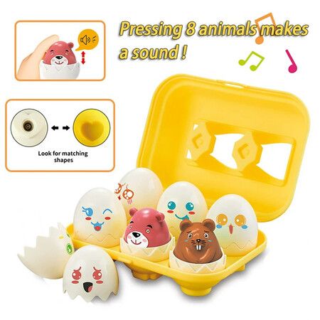 6p Eggs Set With Matching Easter Egg Set Without Electricity, Color And Shape Recognition, Early Education Puzzle Toys, Christmas Gifts Animal