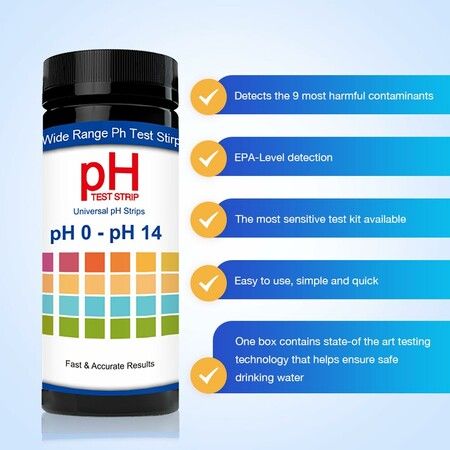 100-Pack Universal pH Test Strips Full Range 0-14 Quick Testing for Urine Saliva Drinking Water and Aquariums