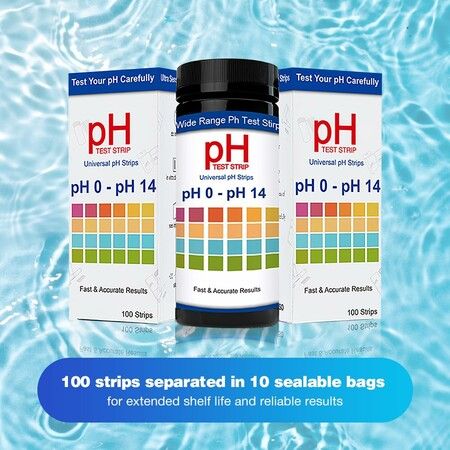 100-Pack Universal pH Test Strips Full Range 0-14 Quick Testing for Urine Saliva Drinking Water and Aquariums