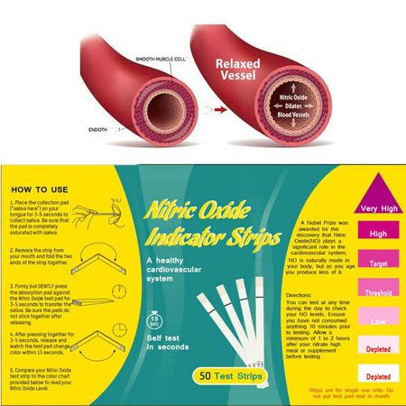 Nitric Oxide Indicator Strips, Saliva Nitric Oxide Testing Strip, Get Results in Just 15 Seconds, 25 Test Strips