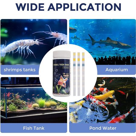 6 in 1 Aquarium Test Strips, 50 Strips Fish Tank Water Quality Test Freshwater Saltwater Test Kit