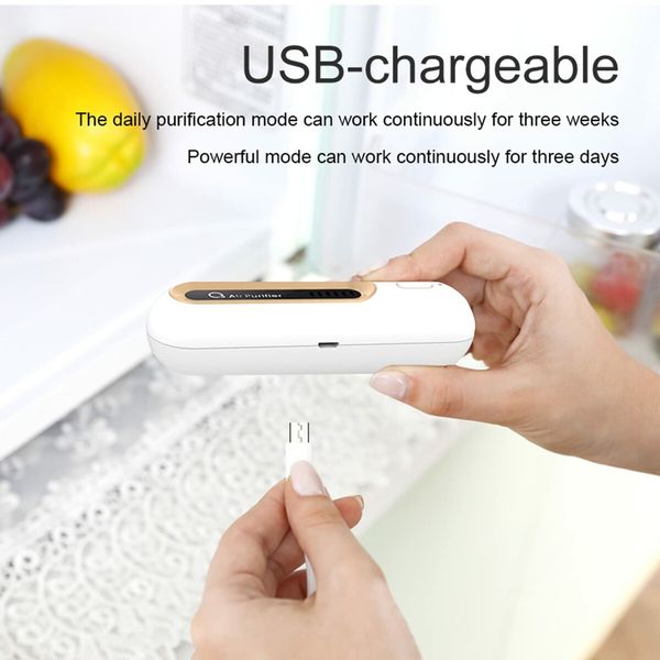 Mini USB Fridge Deodorizer,Portable Rechargeable Refrigerator Deodorizer Reusable,Refrigerator Odor Eliminator for Fridge,Car,Closet,Wardrobe,More Effective Than Baking Soda and Charcoal Bags