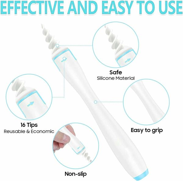 Earwax Remover Spiral Ear Wax Removal Tool, Reusable Earwax Removal Kit Safe Ear Cleaner with 16 Pcs Soft and Flexible Replaceme