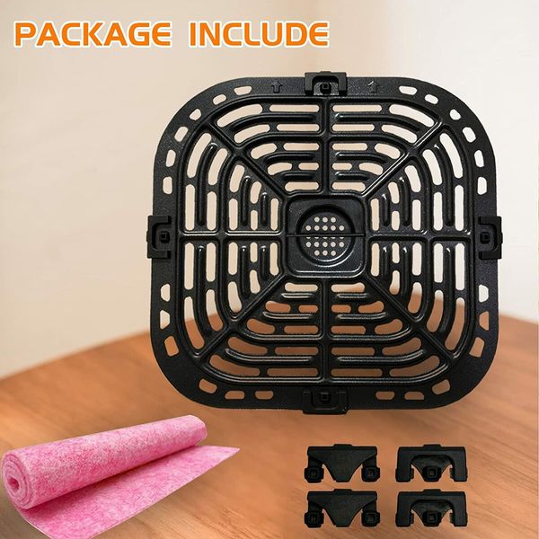 Air Fryer Crisper Tray 23x24cm for Instant Vortex Plus 5.7QT/6QT Upgraded Double Layer Coating for Air Frying