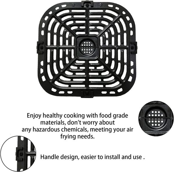 Air Fryer Crisper Tray 23x24cm for Instant Vortex Plus 5.7QT/6QT Upgraded Double Layer Coating for Air Frying