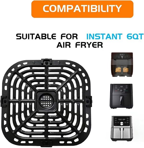 Air Fryer Crisper Tray 23x24cm for Instant Vortex Plus 5.7QT/6QT Upgraded Double Layer Coating for Air Frying