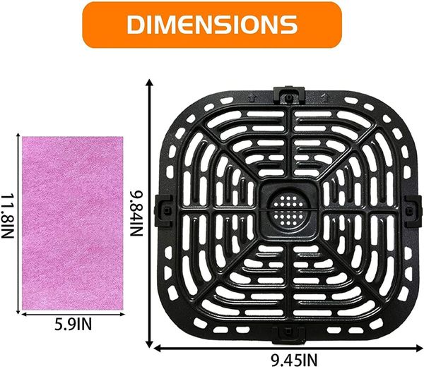 Air Fryer Crisper Tray 23x24cm for Instant Vortex Plus 5.7QT/6QT Upgraded Double Layer Coating for Air Frying