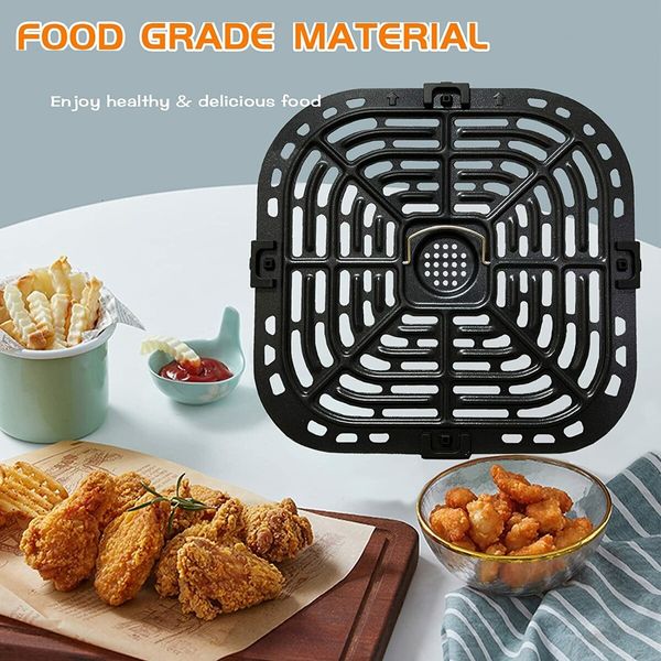 Air Fryer Crisper Tray 23x24cm for Instant Vortex Plus 5.7QT/6QT Upgraded Double Layer Coating for Air Frying