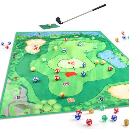 Golf Chipping Game, Golf Game with Golf Hitting Mat and Other Golf Accessories Indoor Outdoor Games for Kids Home Backyard Office