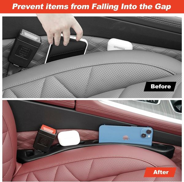 Car Seat Gap Filler, 2 PCS Car Gap Filler Organizer, 2in1 Universal Seat Gap Filler Fits Car Truck SUV (Black)