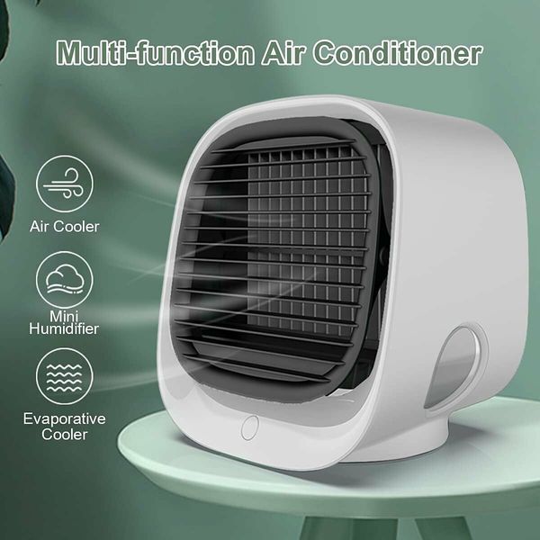 Portable Air Conditioner Fan,3 Speed Rechargeable Evaporative Air Cooler,Mini AC Desktop Fan for Room Home Bedroom Office Indoor Outdoor Col White