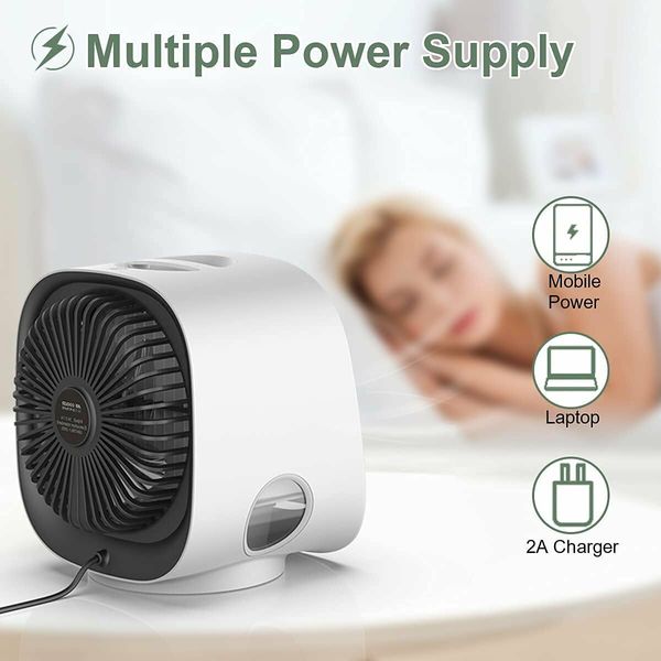 Portable Air Conditioner Fan,3 Speed Rechargeable Evaporative Air Cooler,Mini AC Desktop Fan for Room Home Bedroom Office Indoor Outdoor Col White