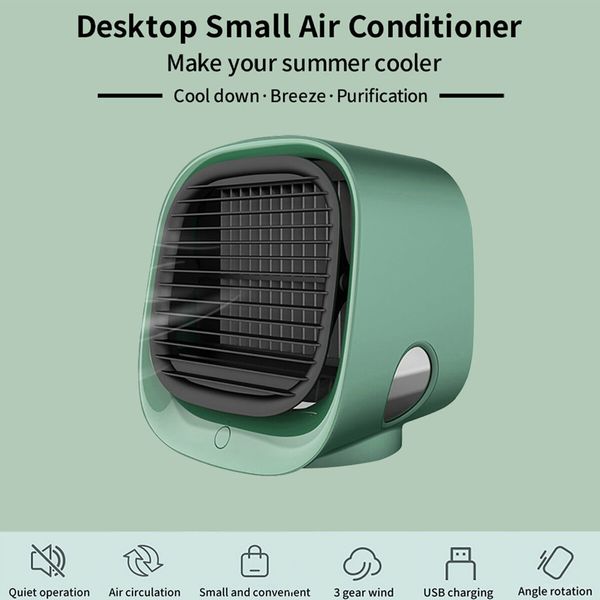 Portable Air Conditioner Fan,3 Speed Rechargeable Evaporative Air Cooler,Mini AC Desktop Fan for Room Home Bedroom Office Indoor Outdoor Col Green