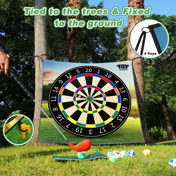 Golf Chipping Game with Sticky Balls and Darts fun Game Mat Indoor OutdoorGolf Game Set for Children Over 3 Years Old Golf Clubs