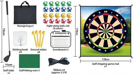 Golf Chipping Game with Sticky Balls and Darts fun Game Mat Indoor OutdoorGolf Game Set for Children Over 3 Years Old Golf Clubs