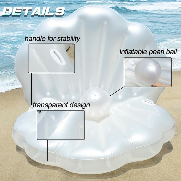 Inflatable  Pool Float, Blow Up Giant Clam  Ride On Raft Chair for Swimming Pool Summer Beach Party