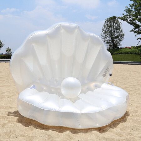 Inflatable  Pool Float, Blow Up Giant Clam  Ride On Raft Chair for Swimming Pool Summer Beach Party