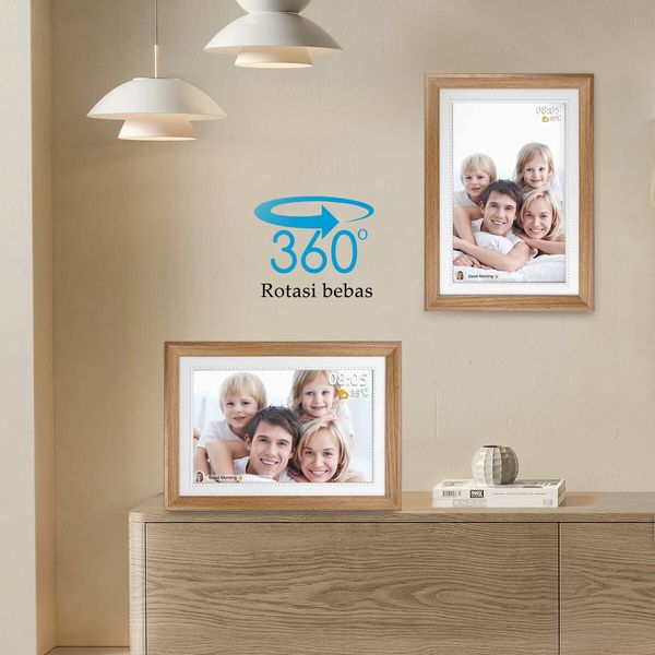 10.1 Inch Smart WiFi Digital Photo Frame 1280x800 IPS LCD Touch Screen,Auto-Rotate Portrait and Landscape,Built in 16GB Memory,Share Moments Instantly from Anywhere (Wooden)