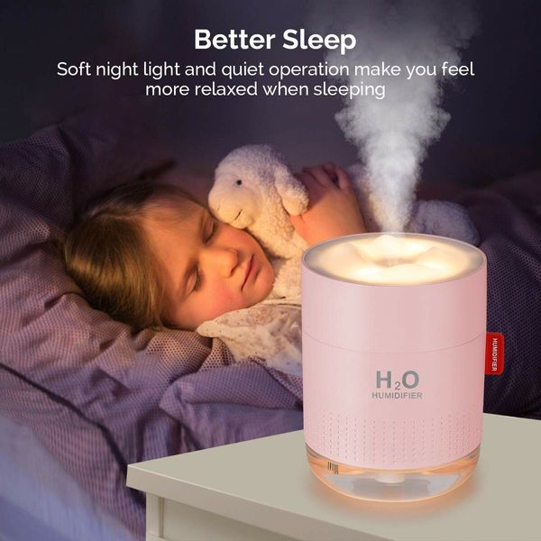 Portable Mini Humidifier,500ml Small Cool Mist Humidifier,USB Personal Desktop Humidifier (Pink)