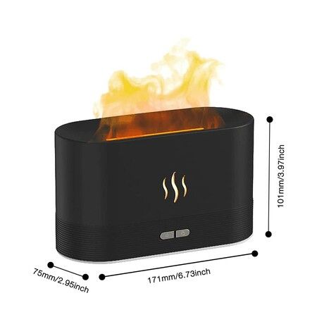 Aromatherapy Flame Light Quiet Mist Humidifiers Aroma Air Diffusers with Auto Shut-Off Protection Night Light USB Color White Warm Light