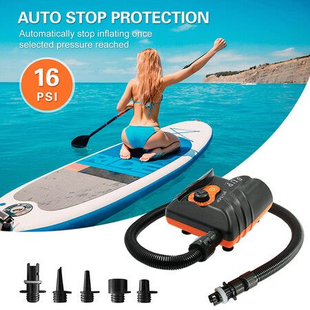 Electric Air Pump Portable 16PSI High Pressure Inflator Air Compressor 12V For Outdoor Paddle Surfing Board Airbed Mattress