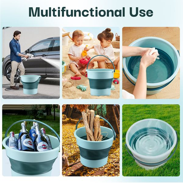 17L Collapsible Bucket Pail Plastic Water Container Car Wash Camping Fishing Tub Pot Portable Beach Home Garden Mop Cleaning Tool Foldable