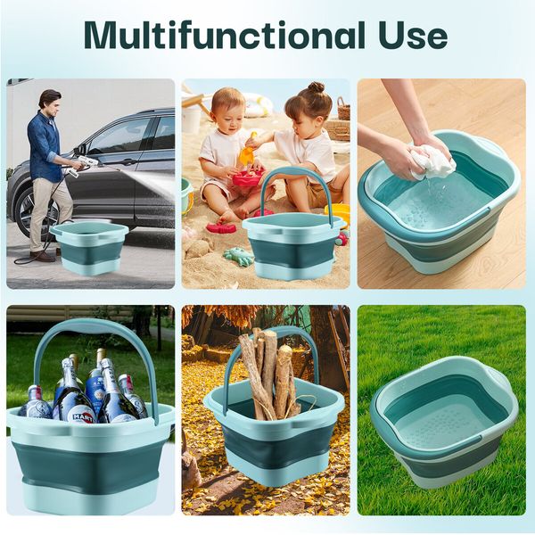 15L Collapsible Bucket Pail Water Container Plastic Tub Car Wash Camping Fishing Plastic Waterpot Foldable Portable Home Garden Tool Cleaning