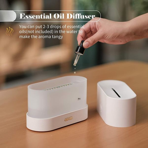 7 Color Light Aromatherapy Flame Light Quiet Mist Humidifiers Aroma Air Diffusers with Auto Shut-Off Protection  Night Light USB Color Black