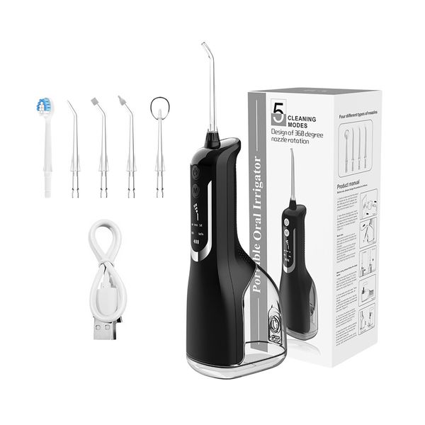 Cordless Water Flosser Oral Irrigator Dental Floss Care Teeth Cleaner 5 Jet Tips 5 Cleaning Modes Portable Waterproof Orthodontic Pick Home Travel