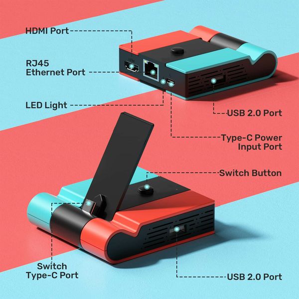 Switch Dock for Switch and Switch OLED Foldable TV Dock with PD Charging 4K HDMI Port