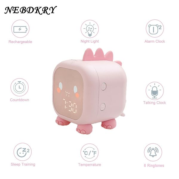 Alarm Clock Night Light Bluetooth Digital Alarm Clock (Pink)