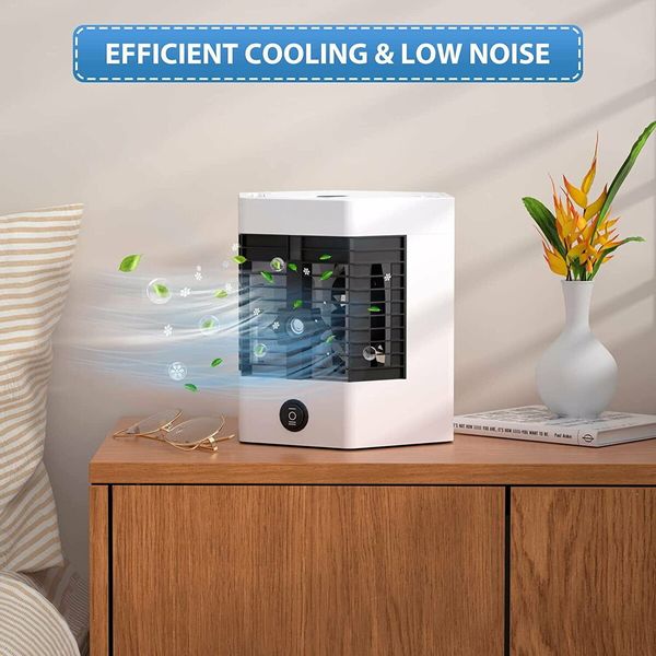 Portable Air Condition Fan Low Noise Mini Air Cooler Fan 3 Mode With 2 Water Tank Humidifier for Home Office