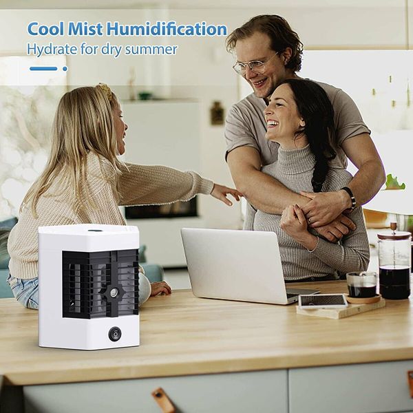 Portable Air Condition Fan Low Noise Mini Air Cooler Fan 3 Mode With 2 Water Tank Humidifier for Home Office