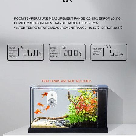 3 In 1 Electronic Aquarium Water Thermometer Hygrometer LCD Digital Water Temperature Measuring Tool With Probe for Fish Tank