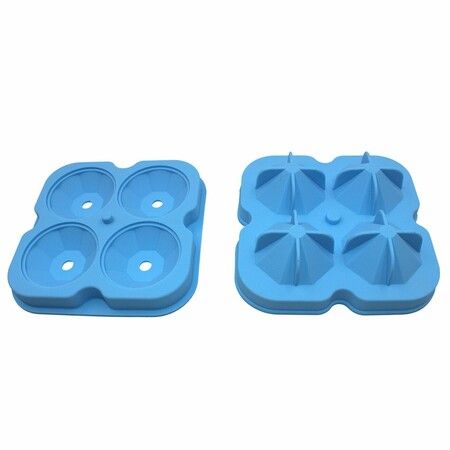 4 Diamond Shape Ice Cube Mold ice Maker Silicone Trays Chocolate Making DIY Candy Fondant Craft ice Cubes Col Blue