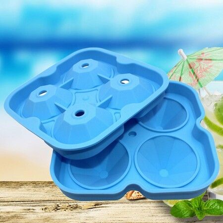 4 Diamond Shape Ice Cube Mold ice Maker Silicone Trays Chocolate Making DIY Candy Fondant Craft ice Cubes Col Blue