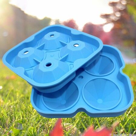 4 Diamond Shape Ice Cube Mold ice Maker Silicone Trays Chocolate Making DIY Candy Fondant Craft ice Cubes Col Blue