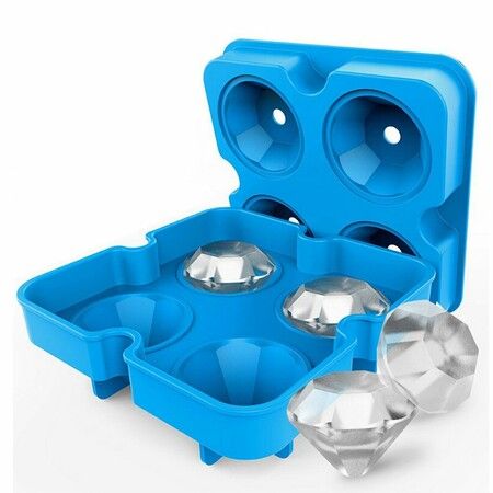 4 Diamond Shape Ice Cube Mold ice Maker Silicone Trays Chocolate Making DIY Candy Fondant Craft ice Cubes Col Blue