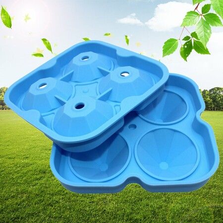 4 Diamond Shape Ice Cube Mold ice Maker Silicone Trays Chocolate Making DIY Candy Fondant Craft ice Cubes Col Blue