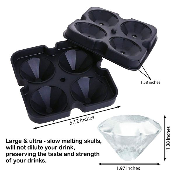 4  Diamond Shape Ice Cube Mold ice Maker Silicone Trays Chocolate Making DIY Candy Fondant Craft ice Cubes Col Black