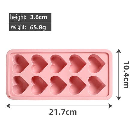 2 PCS Heart Ice Cube Molds, 10 Heart Shaped Silicone Molds for Chocolate, Ice Cubes,Candy, Soap,Pink Ice Cube Trays for Cocktails, Whiskey, Drinkings