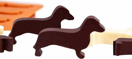 2 PCS Dachshund Dog Shaped Silicone Ice Cube Molds and Tray, Brown