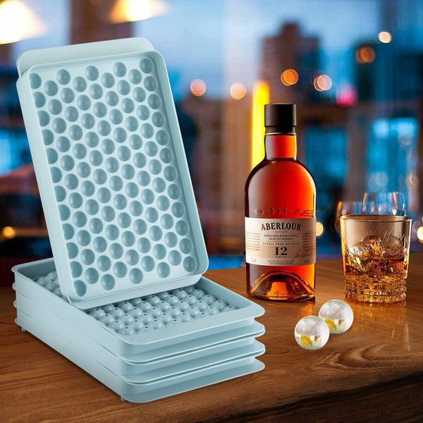 Ice Cube Trays Set, 1.5cm Small Maker for Freezer Easy Release, 104x4 PCS Ball Mold with Bin & Scoop, Chilling Drinks Coffee Juice Cocktail