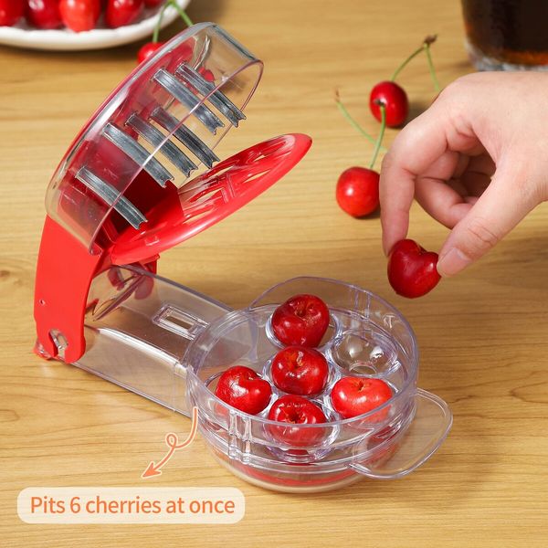 Cherry pitter tool pit remover Push-Pull Six-Hole Seed and Olive Date Quick Pit Remover Easy to use, great kitchen tool